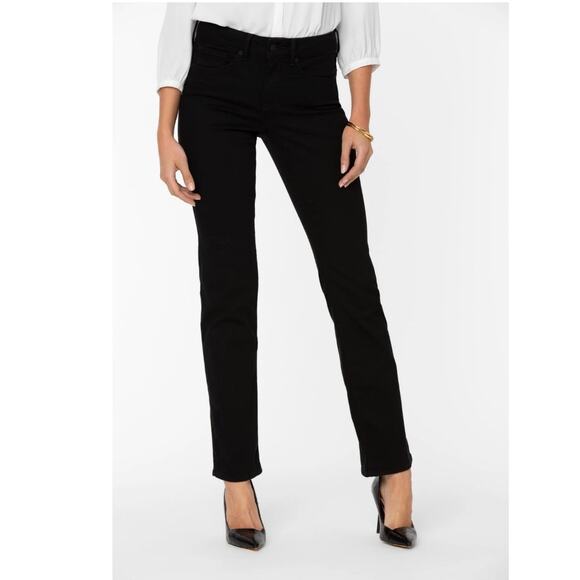 NWT NYDJ Marilyn Straight Jeans in Black Size 6 Petite - Picture 1 of 15